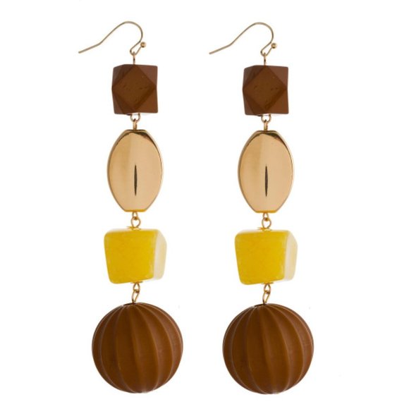 Long earring with acrylic beads. Approximately 4" in length - Picture 1 of 1